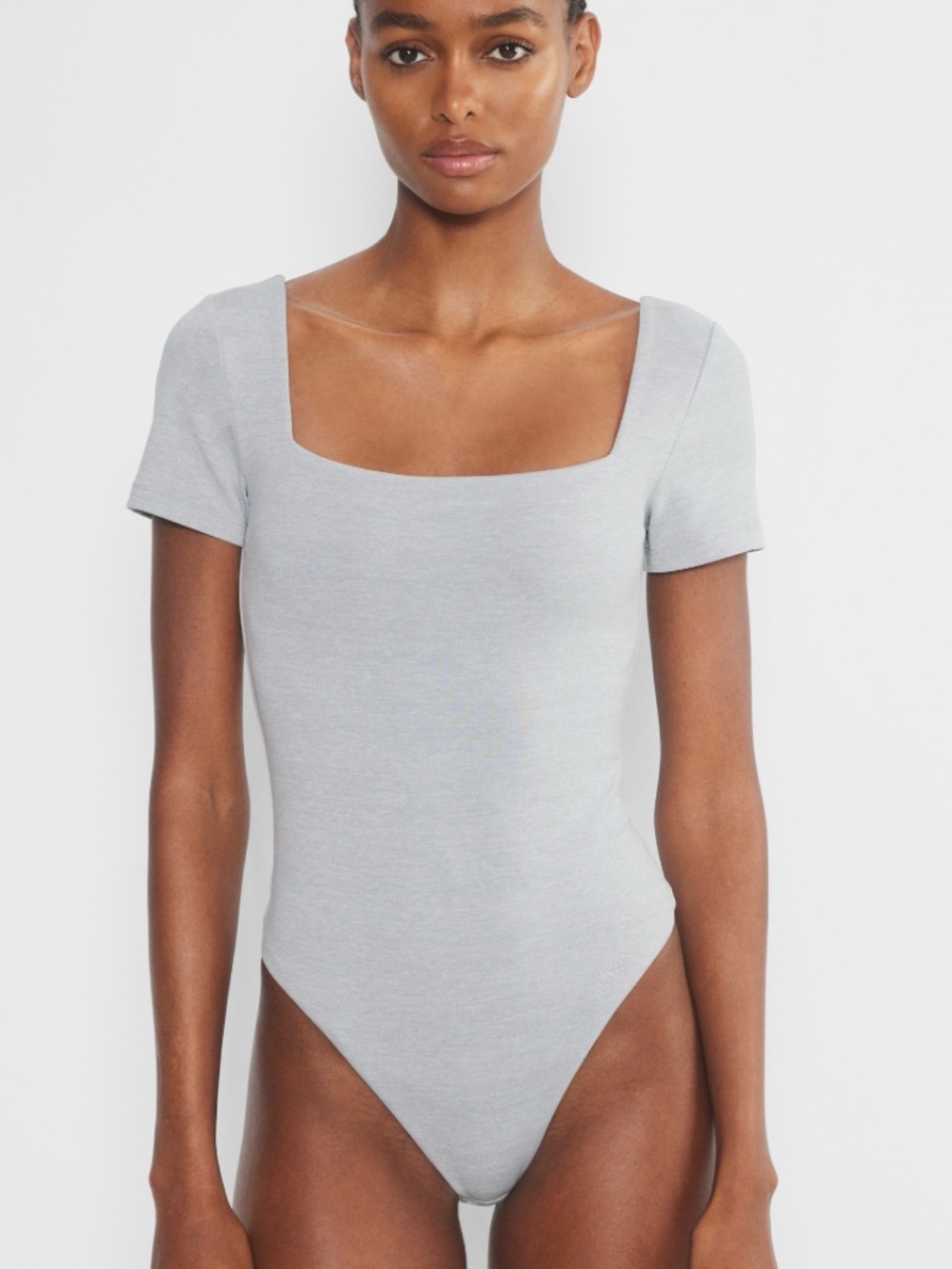 Aritzia Contour Squareneck Shortsleeve Bodysuit Grey Medium NWT